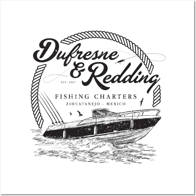 Dufresne & Redding Fishing Charters (aged look) Wall Art by MoviTees.com